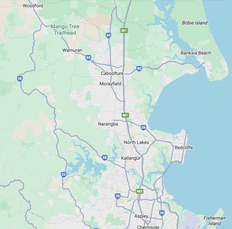 Map od Moreton Bay Region in Brisbane. Snake catching coverage map